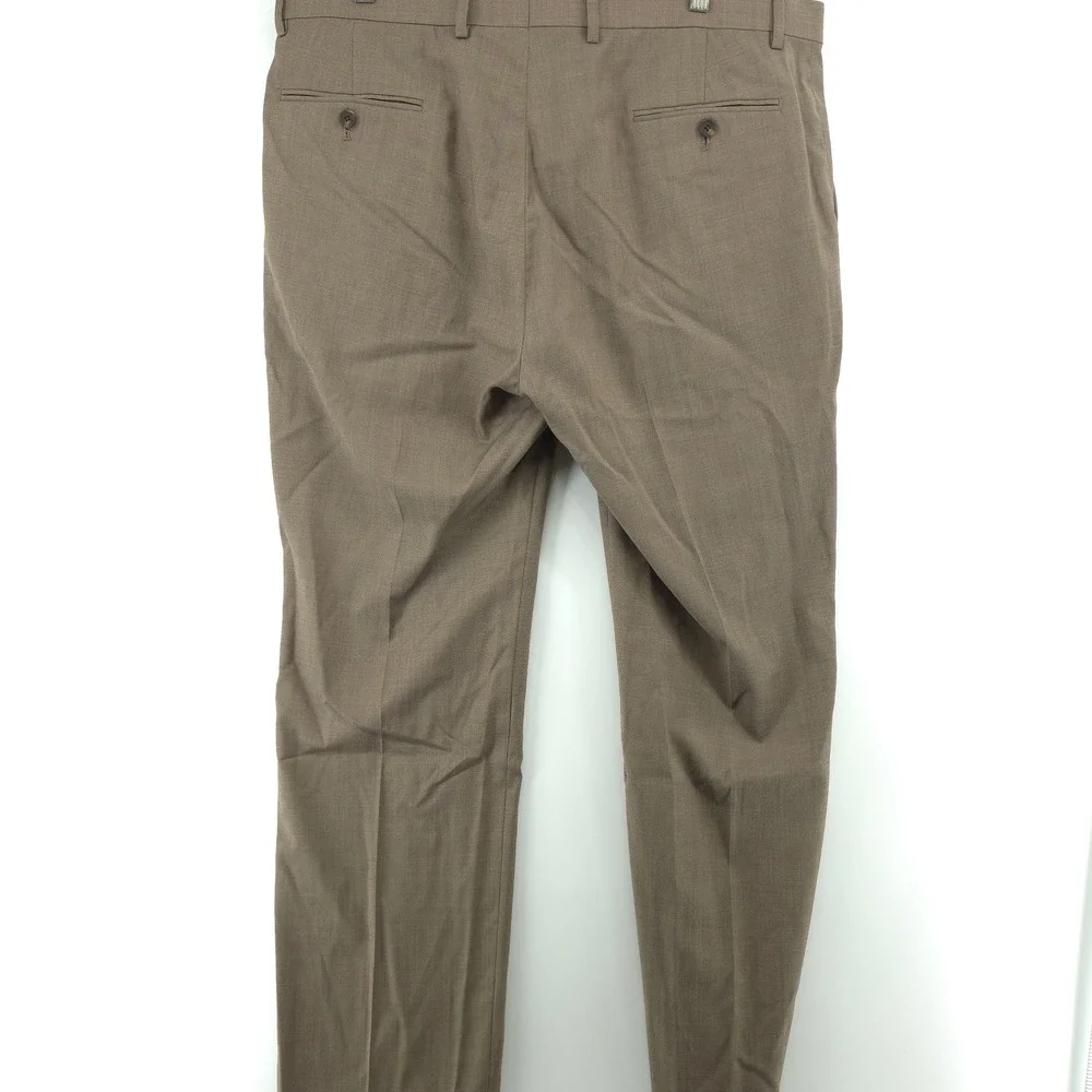 Jos A Bank Mens Traveler Pants Wool Blend Brown 40x32 Slim Fit Wrinkle Resistant